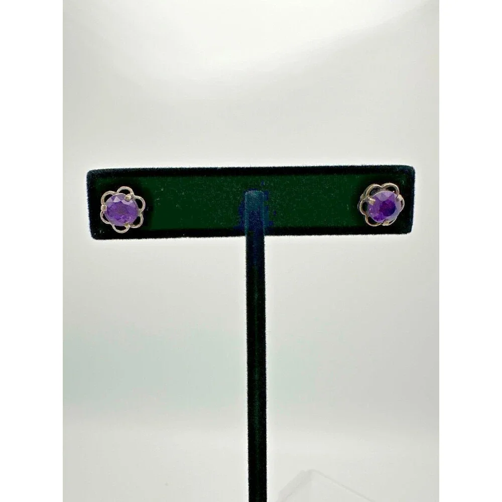 Vintage Amethyst Stud Earrings w/ Info‎ Card – Thunder Bay Ontario